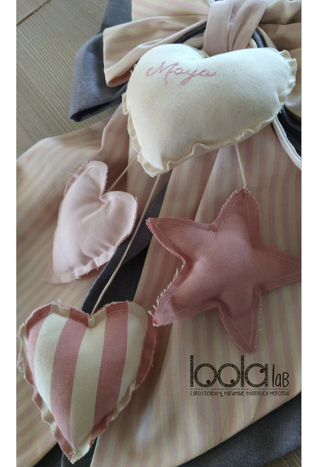 FIOCCO NASCITA DOPPIO con 3 pendenti piccoli