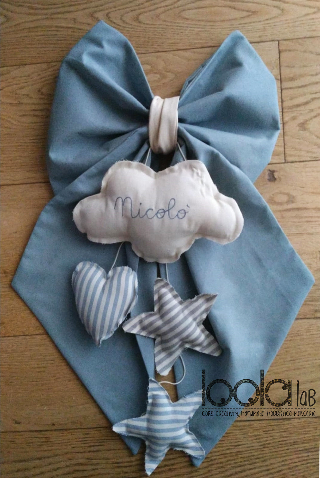 FIOCCO NASCITA SINGOLO con nome + 3 pendenti piccoli