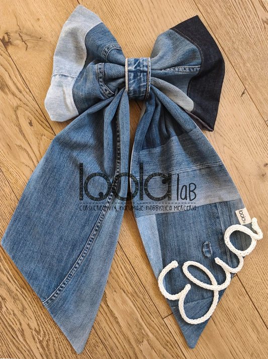 FIOCCO NASCITA in PATCHWORK di JEANS