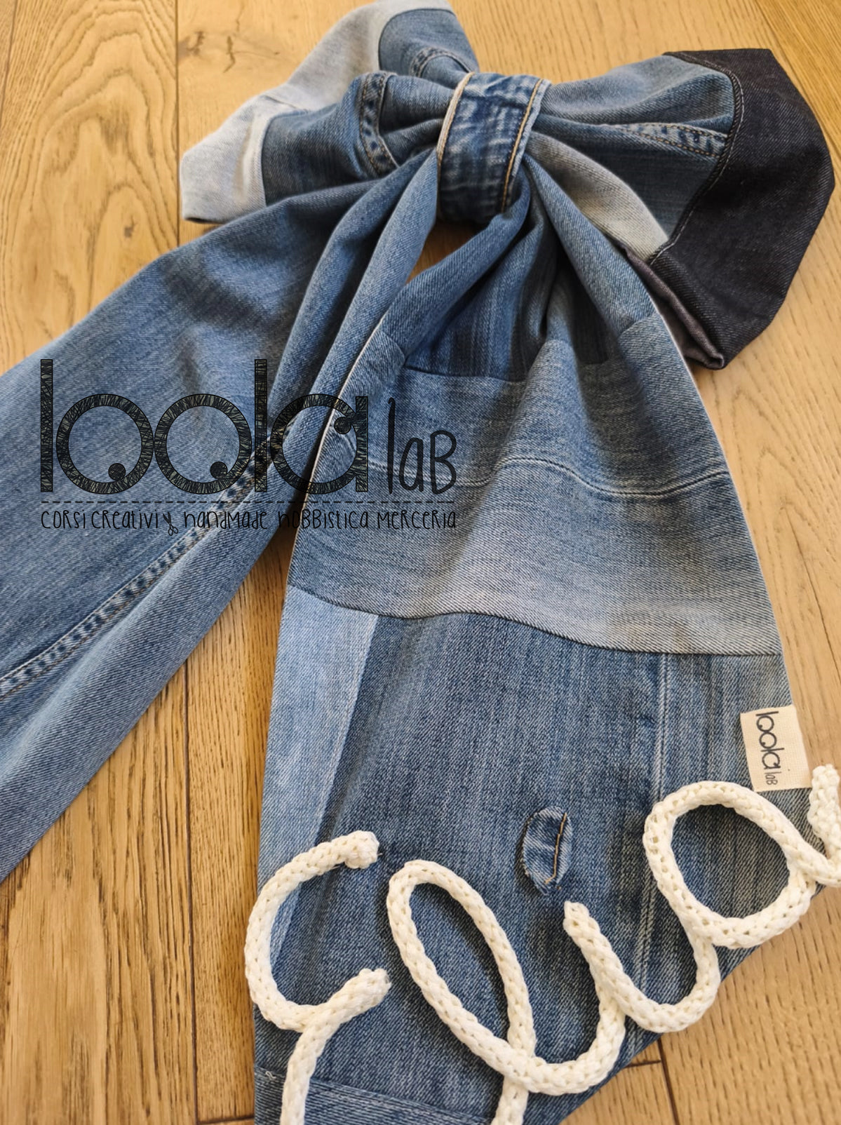 FIOCCO NASCITA in PATCHWORK di JEANS
