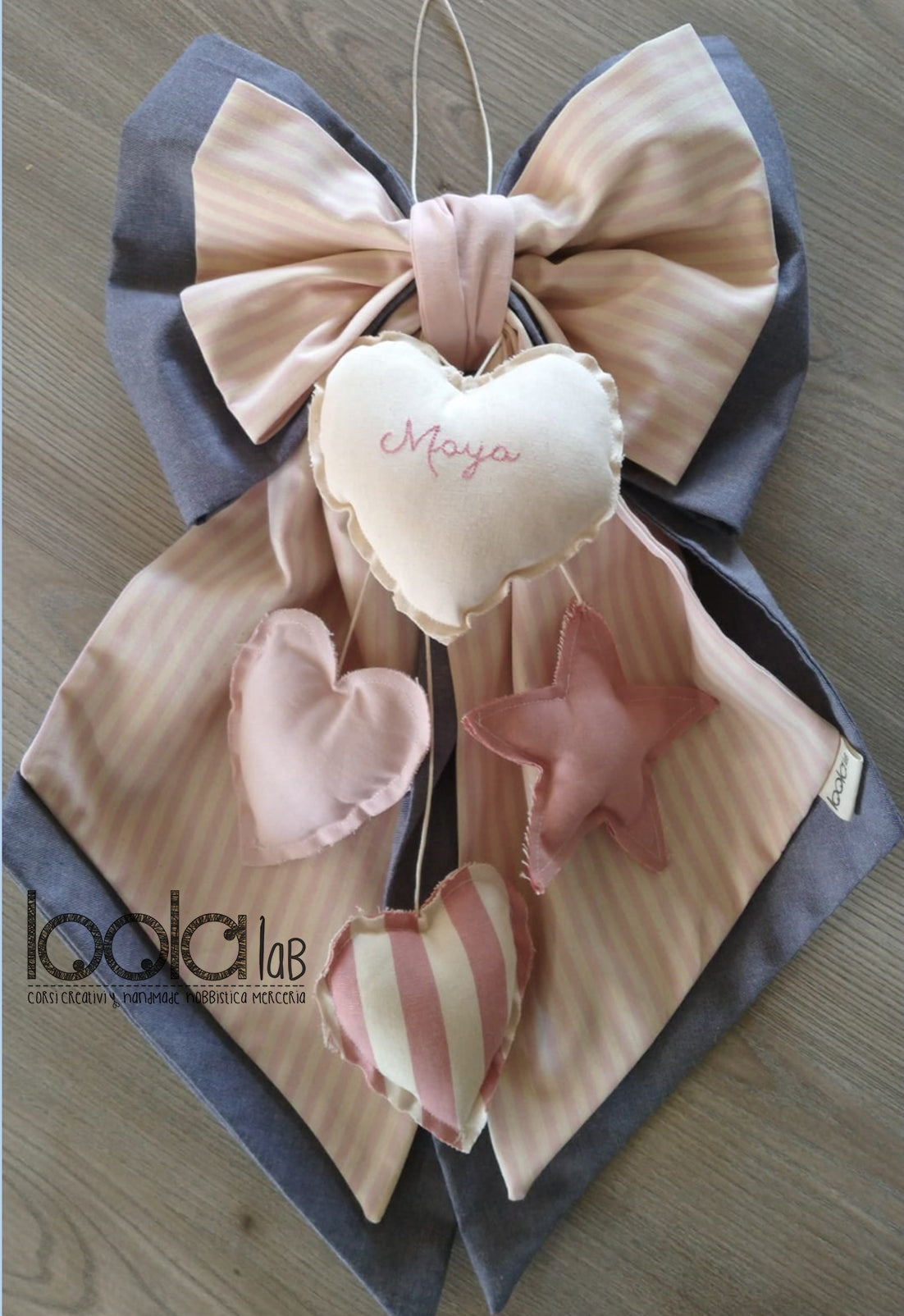 FIOCCO NASCITA DOPPIO con 3 pendenti piccoli