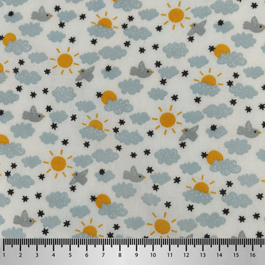 Cotone francese_nuvolette sole "Cloud"